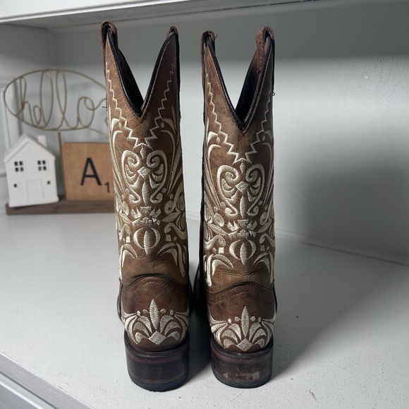 Circle G Brown Embroidered Western Cowboy Boots Women 6.5 Leather Rodeo - Picture 5 of 8